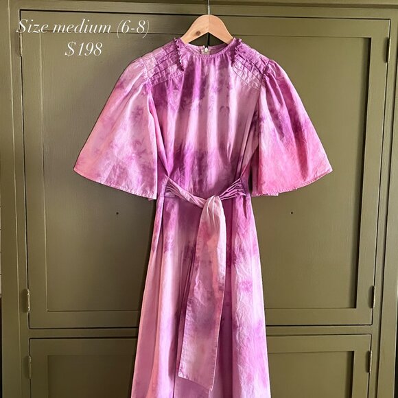 Pink hand dyed summer cotton dress - Picture 3 of 5
